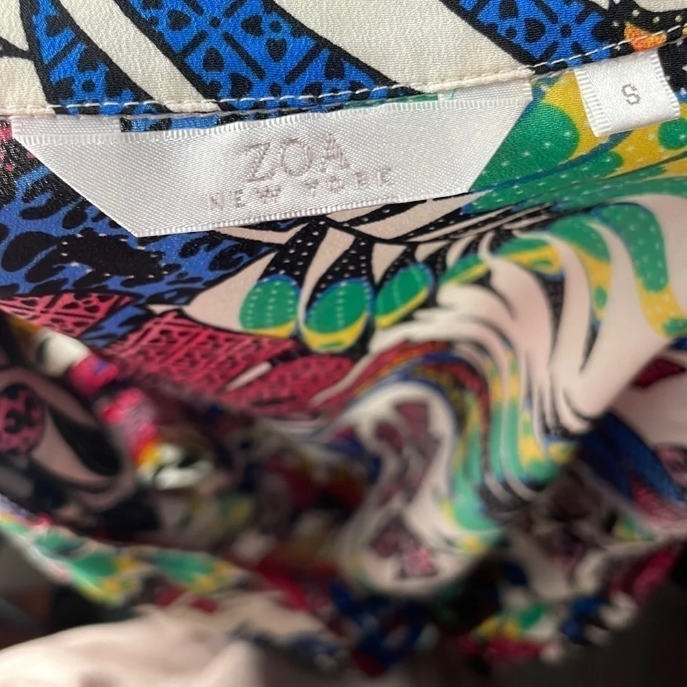 Zoa New York tropical leaf dress shirt dress colorful sz sm - Picture 4 of 10